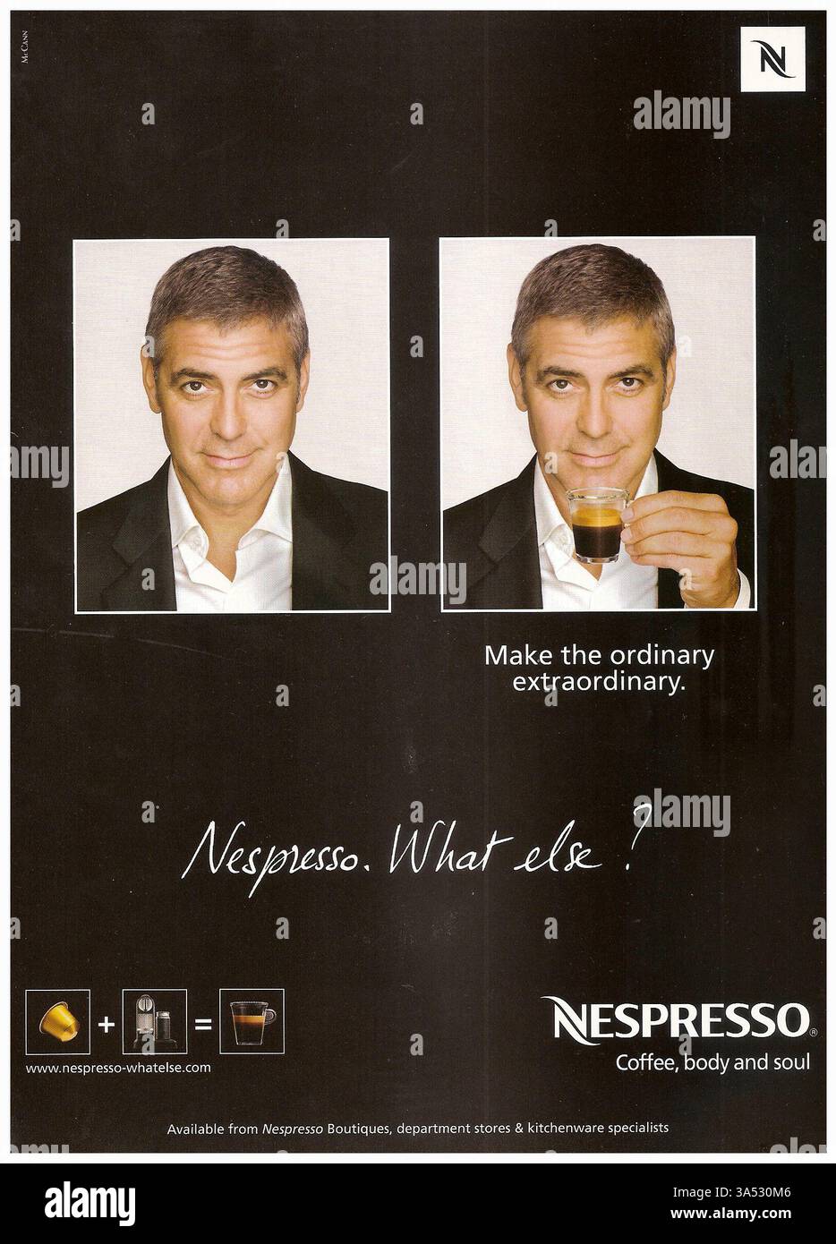 2010 Werbespot für Nespresso mit dem Schauspieler George Clooney Stockfoto