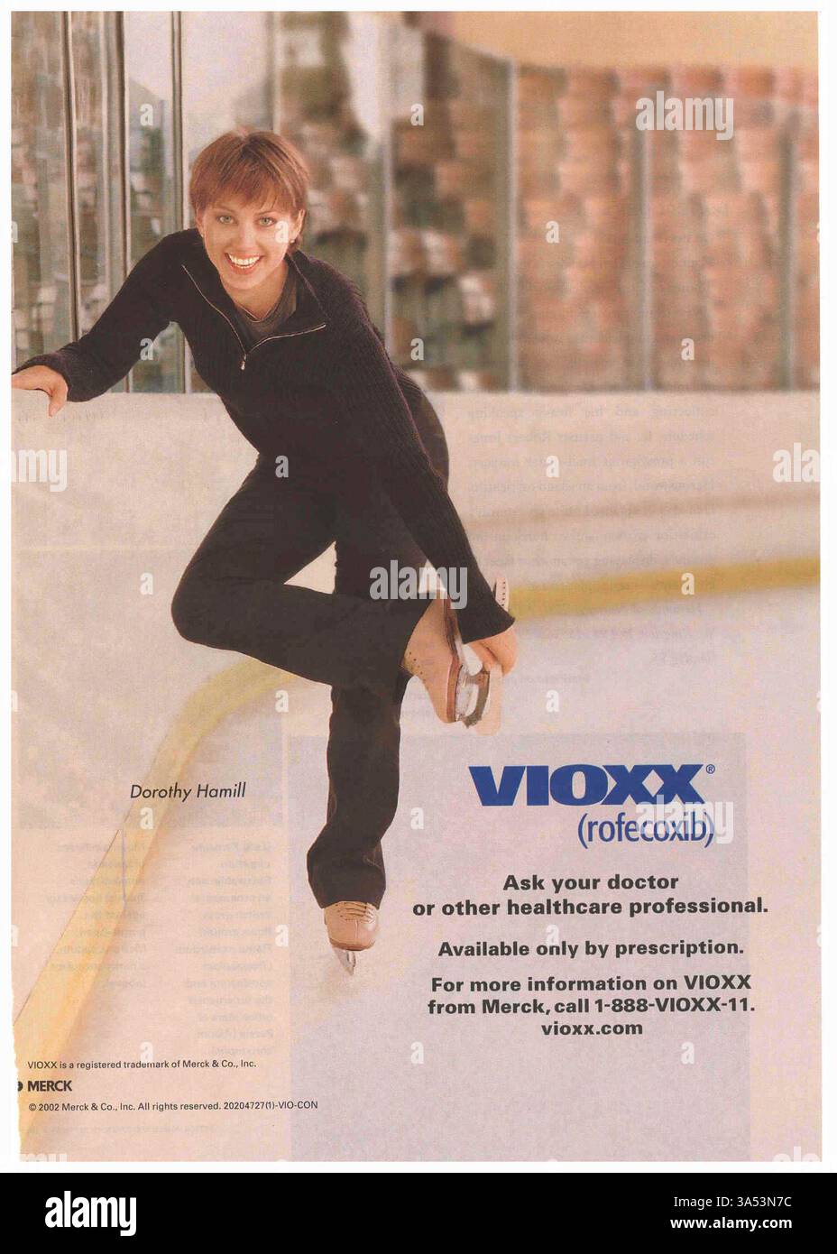 2002 Merck Vioxx Rofecoxib Ad - Dorothy Hamill Stockfoto