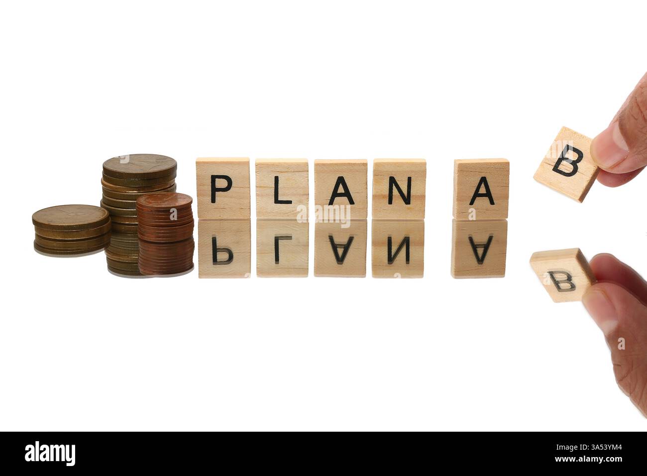 Das Bild von Plan A und Plan B, eine visuelle Darstellung der Optionen. Ein Moment der Entscheidung. Stockfoto