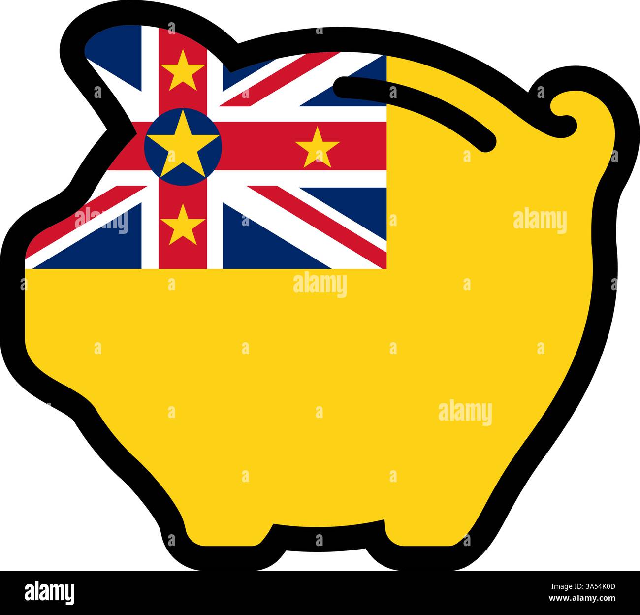 Flagge von Niue, Schweinebank-Symbol, Vektorsymbol. Stock Vektor