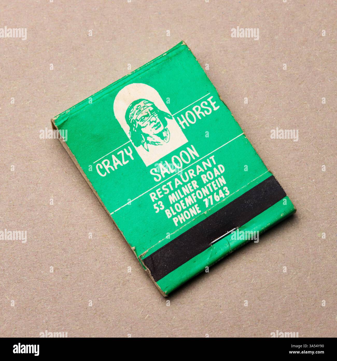 Crazy Horse Saloon, Bloemfontein, Streichholzschachtel aus den 1660er Jahren Stockfoto