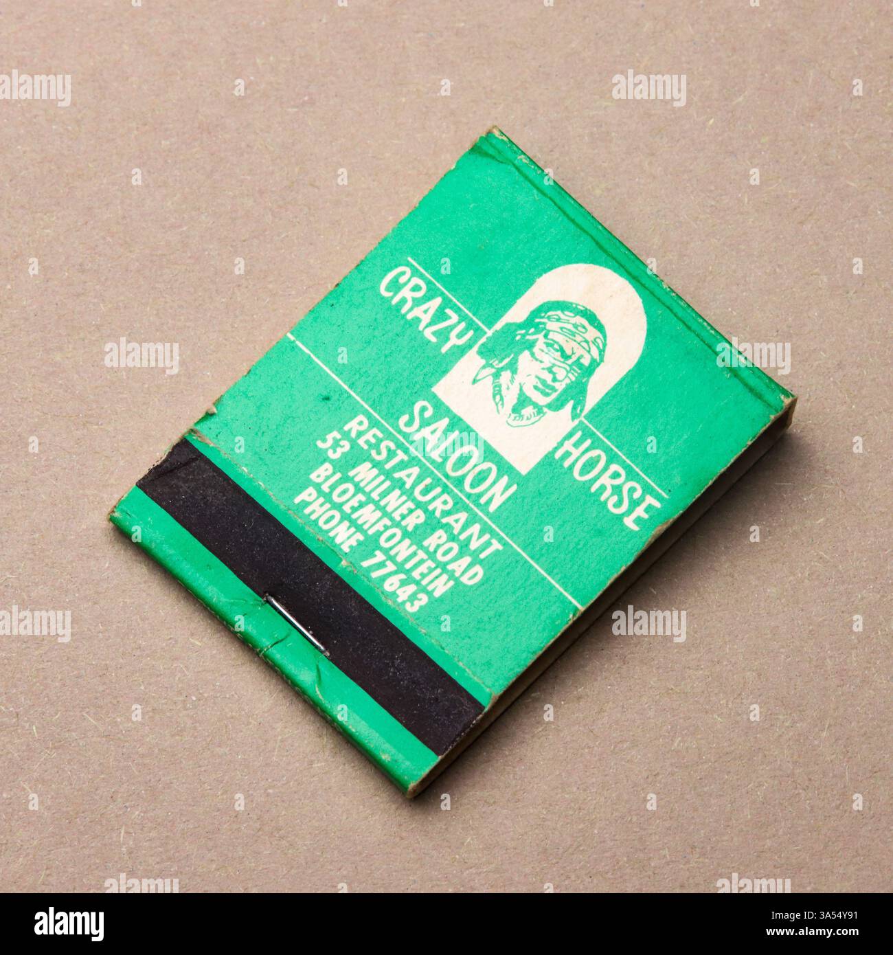 Crazy Horse Saloon, Bloemfontein, Streichholzschachtel aus den 1660er Jahren Stockfoto