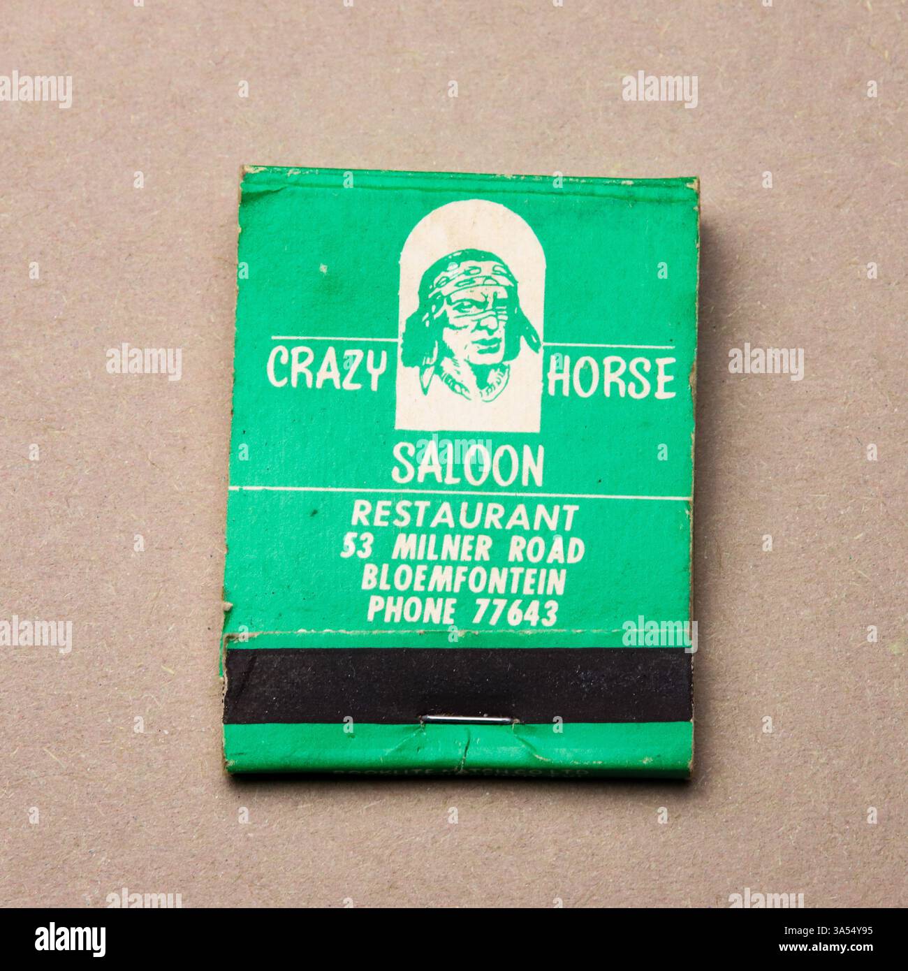 Crazy Horse Saloon, Bloemfontein, Streichholzschachtel aus den 1660er Jahren Stockfoto