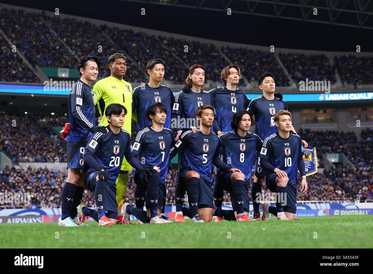 Japan Team Group Line-up (JPN), 20. MÄRZ 2025 - Fußball / Fußball : FIFA Fussball-Weltmeisterschaft 2026 Asien-Qualifikationsrunde Gruppenspiel der Gruppe C zwischen Japan 2-0 Bahrain im Saitama-Stadion 2002, Saitama, Japan. (Foto: Naoki Morita/AFLO SPORT) Stockfoto