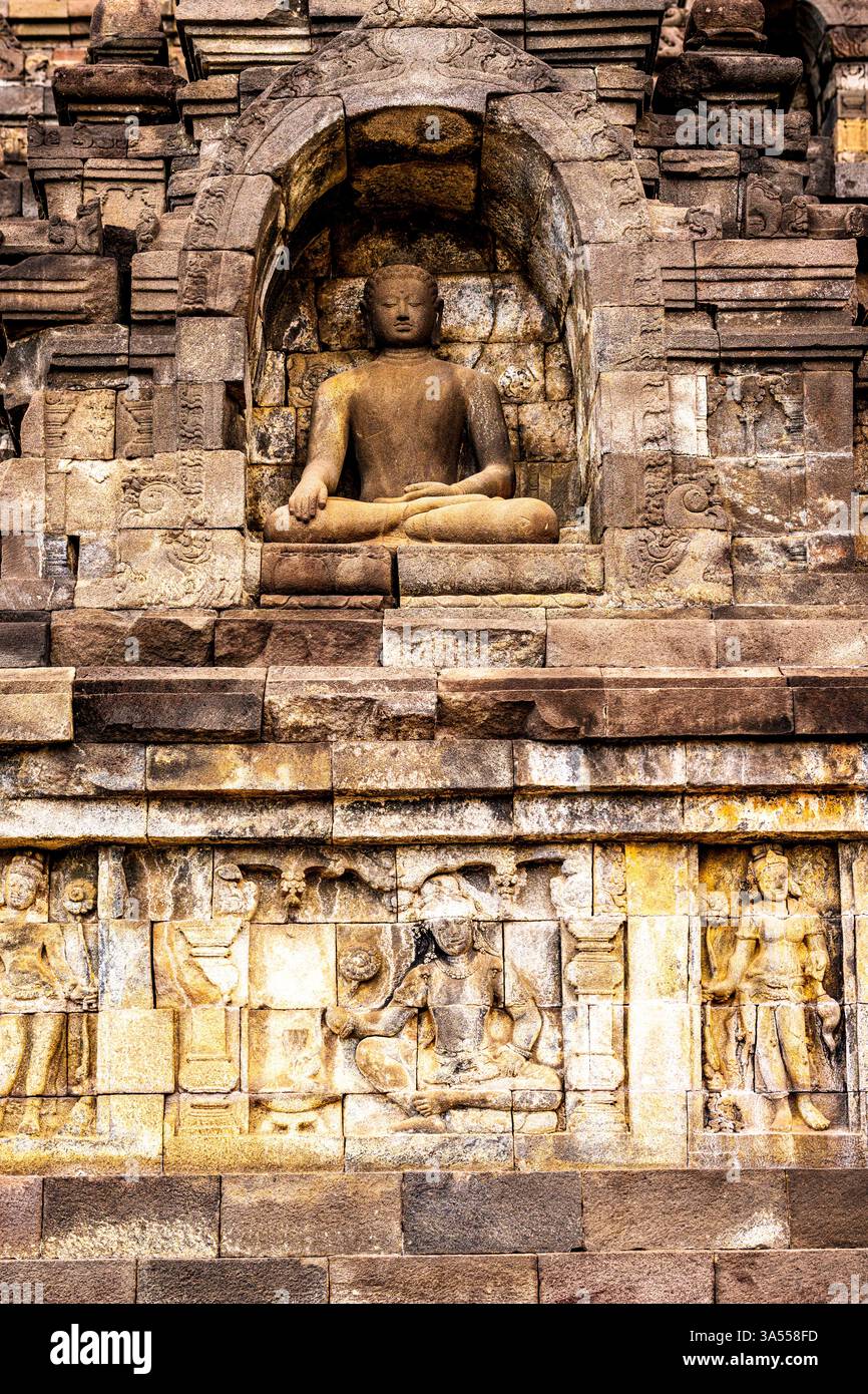 Buddha-Statuen, Borobudur-Tempel, Java Stockfoto