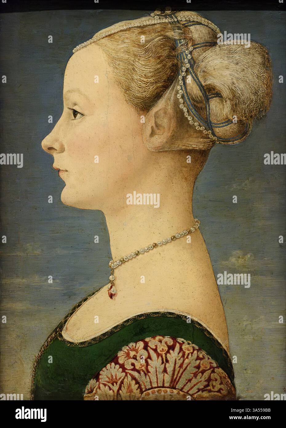 Piero del Pollaiolo (1443–1496), Porträt einer jungen Dame, ca. 1470. Ritratto di Giovane donna. Tempera auf der Scheibe Stockfoto