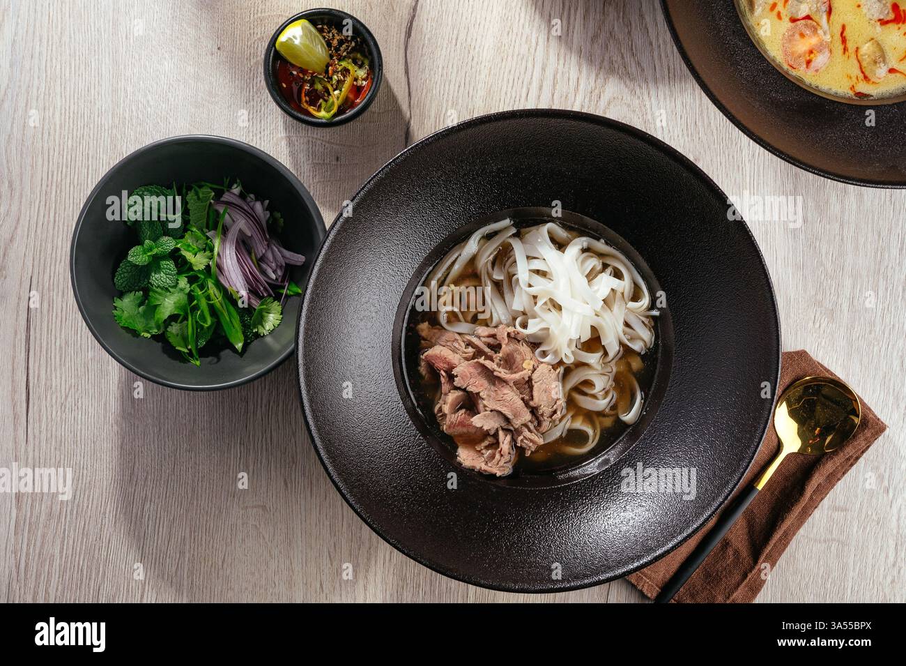 pho bo Suppe in einem Restaurant Stockfoto