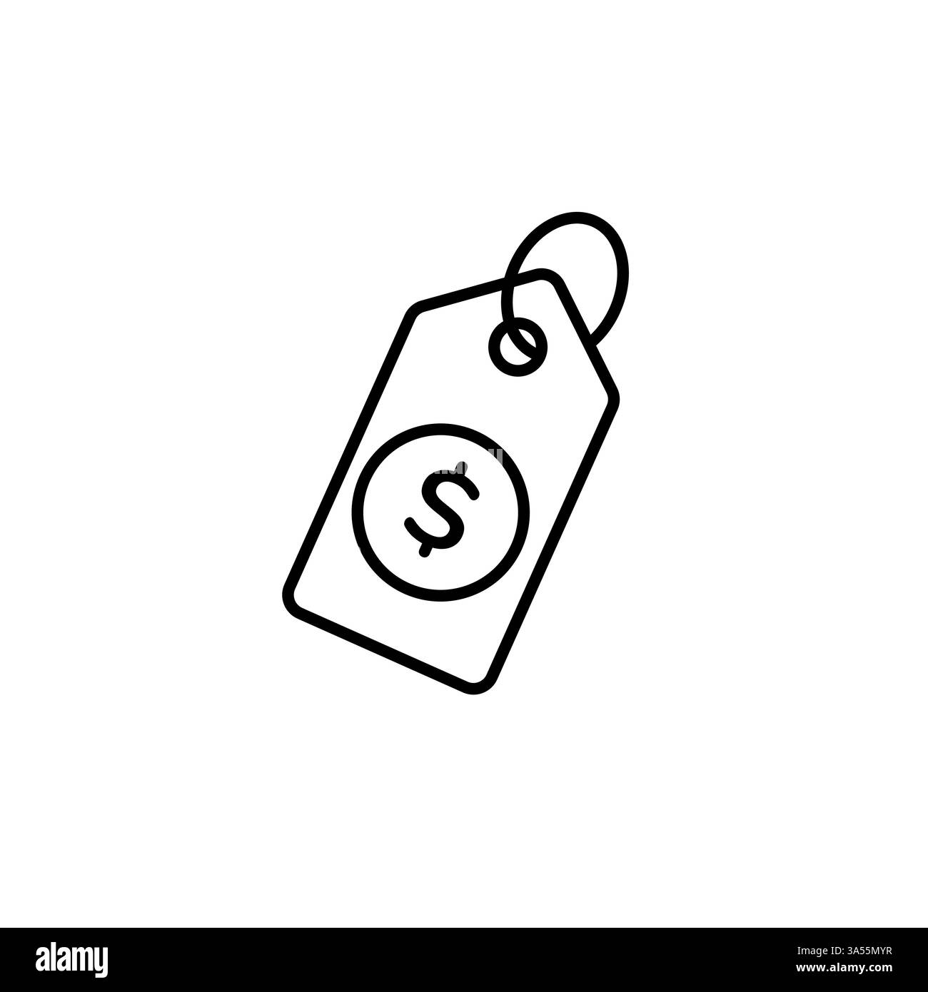 Preissymbol mit Dollarzeichen in schlichtem Schwarz-weiß-Design Stock Vektor