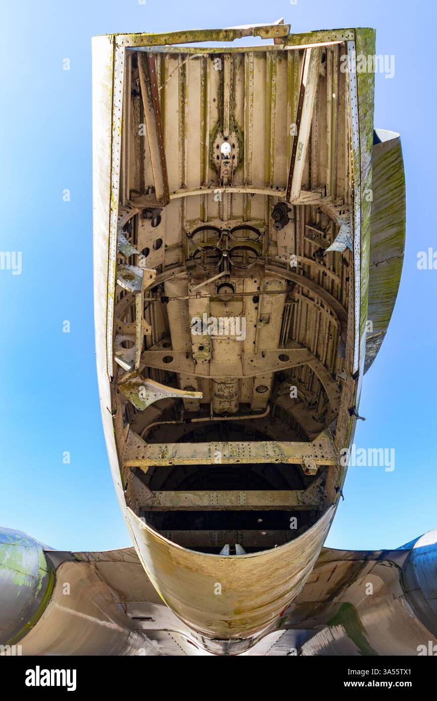 Unterseite des avro vulcan Jet im NELSAM North East Land Sea & Air Museum Stockfoto