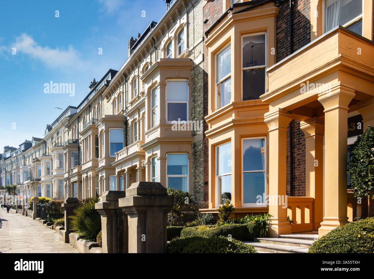 Reihe viktorianischer Stadthäuser auf der percy-Terrasse in tynemouth im Norden tyneside Stockfoto