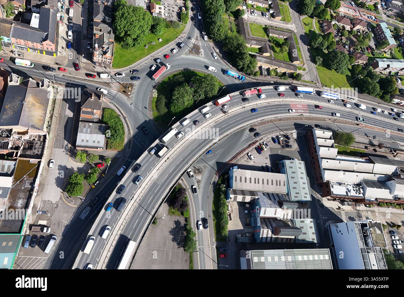 Luftaufnahme der Daltry Street Überführung, zweispurige A63 Hull Stockfoto