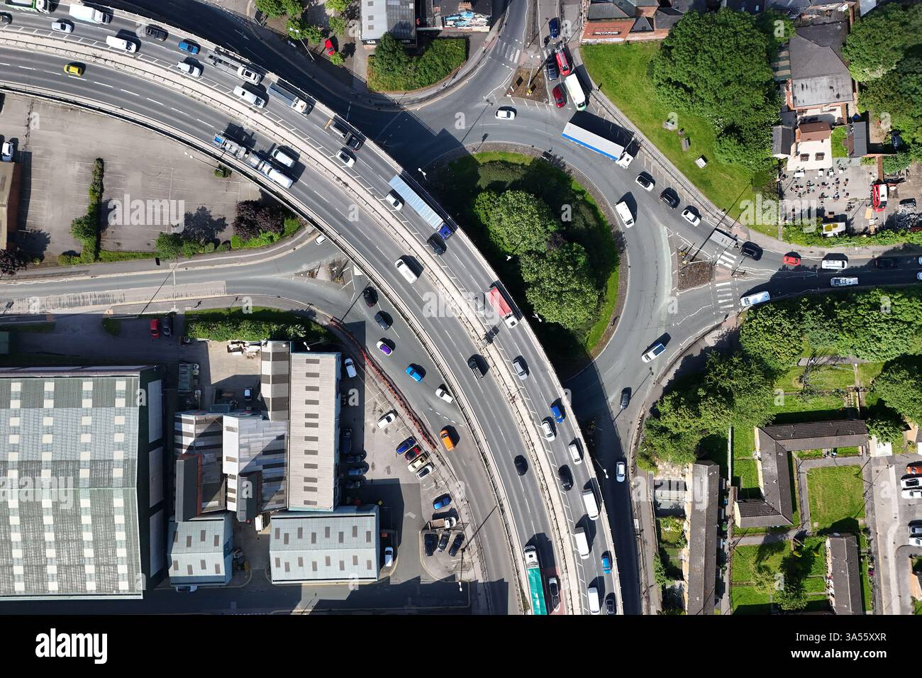 Luftaufnahme der Daltry Street Überführung, zweispurige A63 Hull Stockfoto