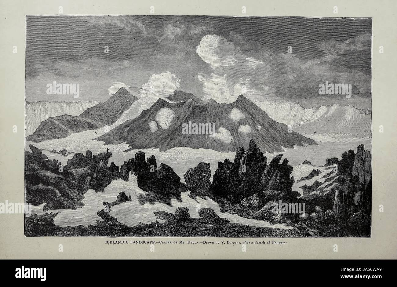 Isländischer Landschaftskrater des Mount Hecla, gezeichnet von Y. Darget den Westariern DER NORDISCHEN RASSEN. Die Isländer. From Ridpath's Universal History : ein Bericht über den Ursprung, den primitiven Zustand und die ethnische Entwicklung der großen Rassen der Menschheit und über die Hauptereignisse in der Evolution und dem Fortschritt des zivilisierten Lebens unter Menschen und Nationen, aus neueren und authentischen Quellen mit einer vorläufigen Untersuchung über die Zeit, den Ort und die Art des Beginns von Ridpath, John Clark, 1840-1900 Band 5 1897 Stockfoto