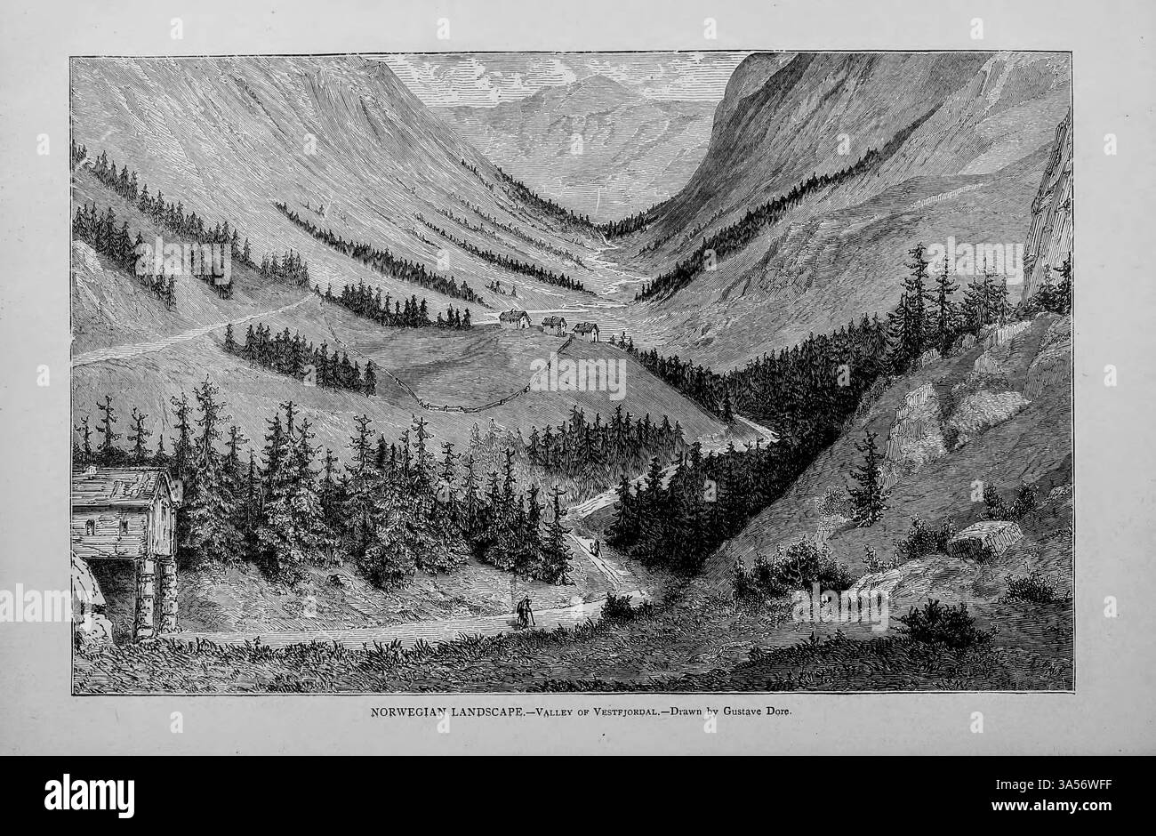 Norwegische Landschaft - Tal des Vestfjordals [ Vestfjorden ] gezeichnet von Gustave Dore den Westariern DEN NORDISCHEN RASSEN. Die Norweger. From Ridpath's Universal History : ein Bericht über den Ursprung, den primitiven Zustand und die ethnische Entwicklung der großen Rassen der Menschheit und über die Hauptereignisse in der Evolution und dem Fortschritt des zivilisierten Lebens unter Menschen und Nationen, aus neueren und authentischen Quellen mit einer vorläufigen Untersuchung über die Zeit, den Ort und die Art des Beginns von Ridpath, John Clark, 1840-1900 Band 5 1897 Stockfoto