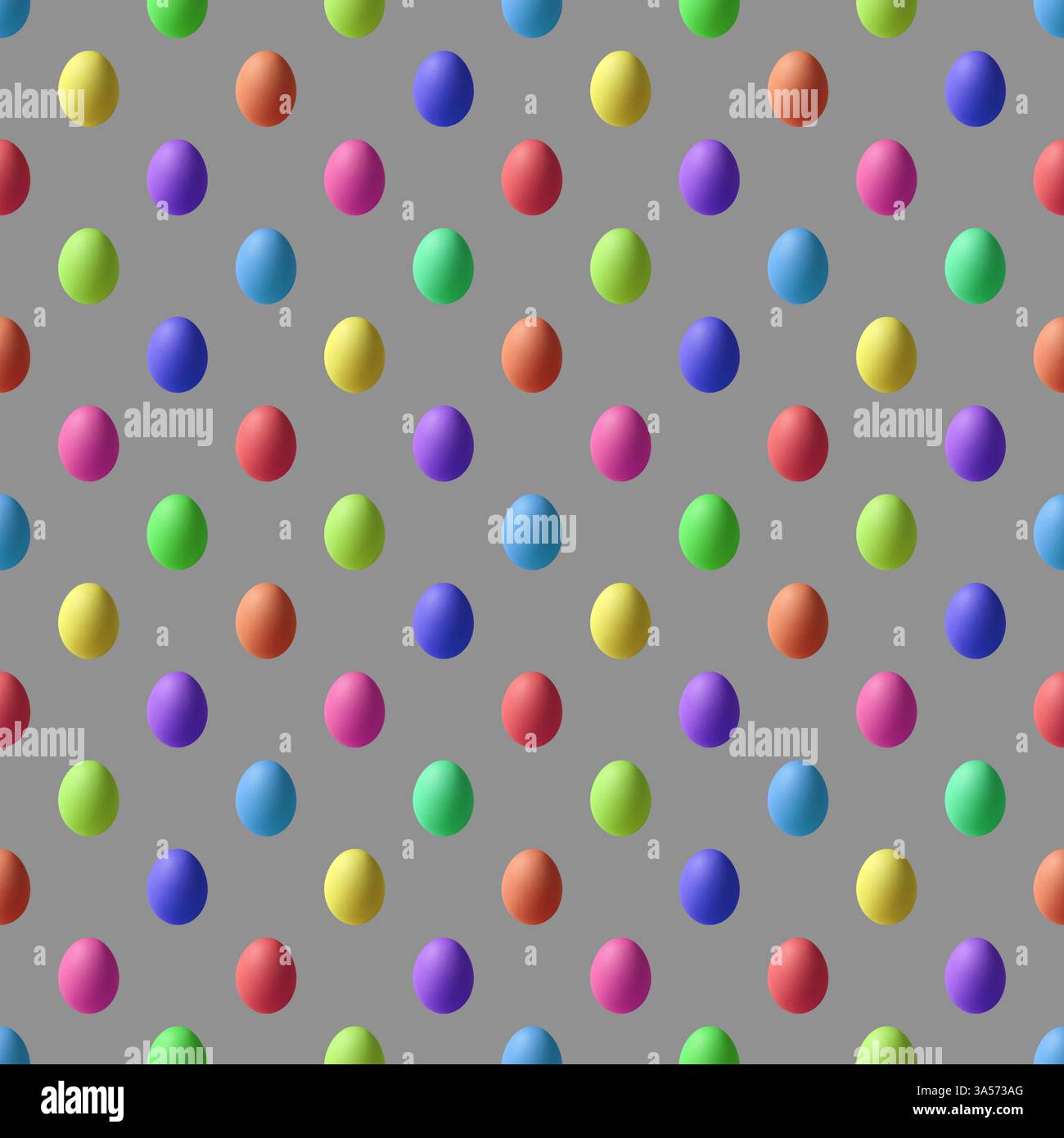 Regenbogenfarbiges nahtloses Osterei-Muster auf grauem Hintergrund Stockfoto