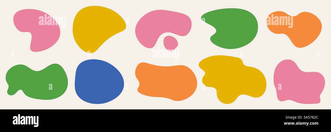 Ein Kit mit abstrakten, einfachen, abgerundeten flüssigen Blob-Formen. Unregelmäßiges, zufälliges Fluiddesign abgerundete Elemente. Vektor trendige Illustration auf beige bg als png Stock Vektor Ein Kit mit abstrakten, einfachen, abgerundeten flüssigen Blob-Formen. Unregelmäßiges, zufälliges Fluiddesign abgerundete Elemente. Vektor trendige Illustration auf beige bg als png Stock Vektor