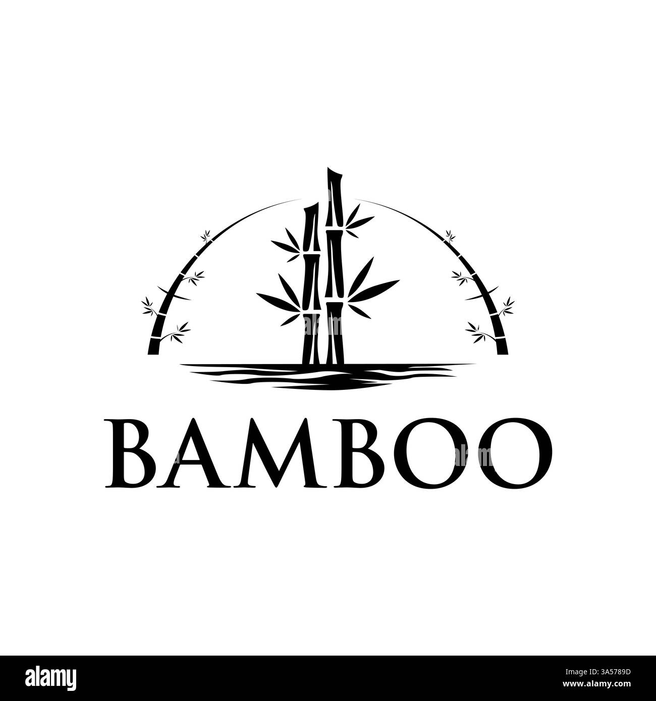 Asiatisches Bambus-Logo symbolisiert ganzheitliches Wohlbefinden und Verjüngung, Ruhe, Gleichgewicht und Vitalität Stock Vektor