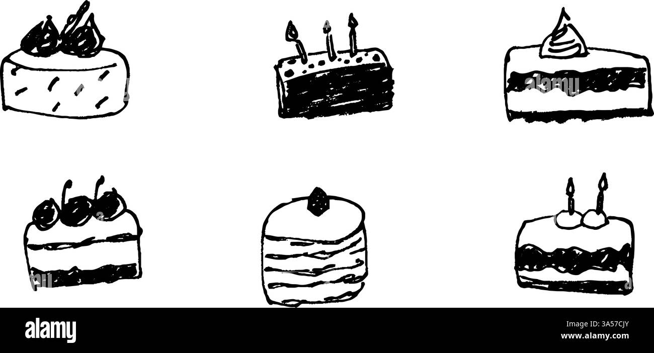 Handgezeichnete Kuchen Kollektion Stock Vektor