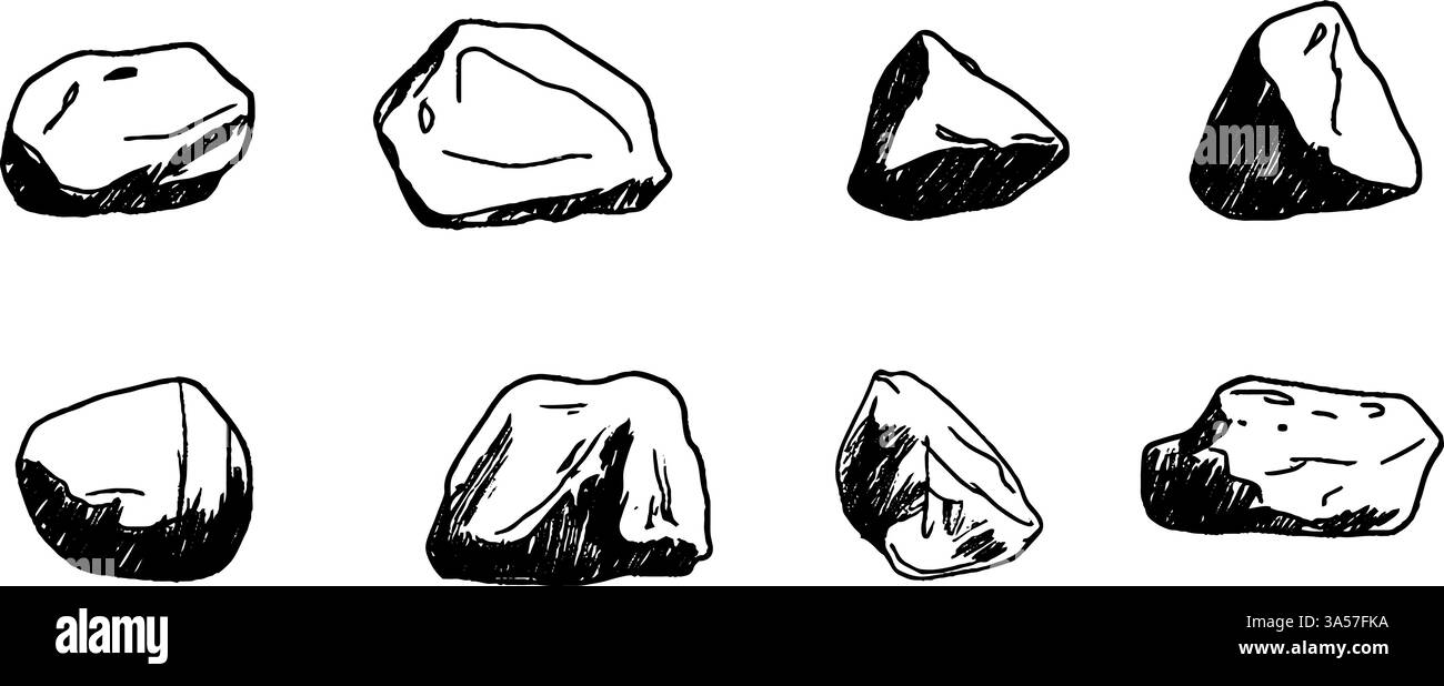 Handgezeichnete Sammlung von Felsen Stock Vektor
