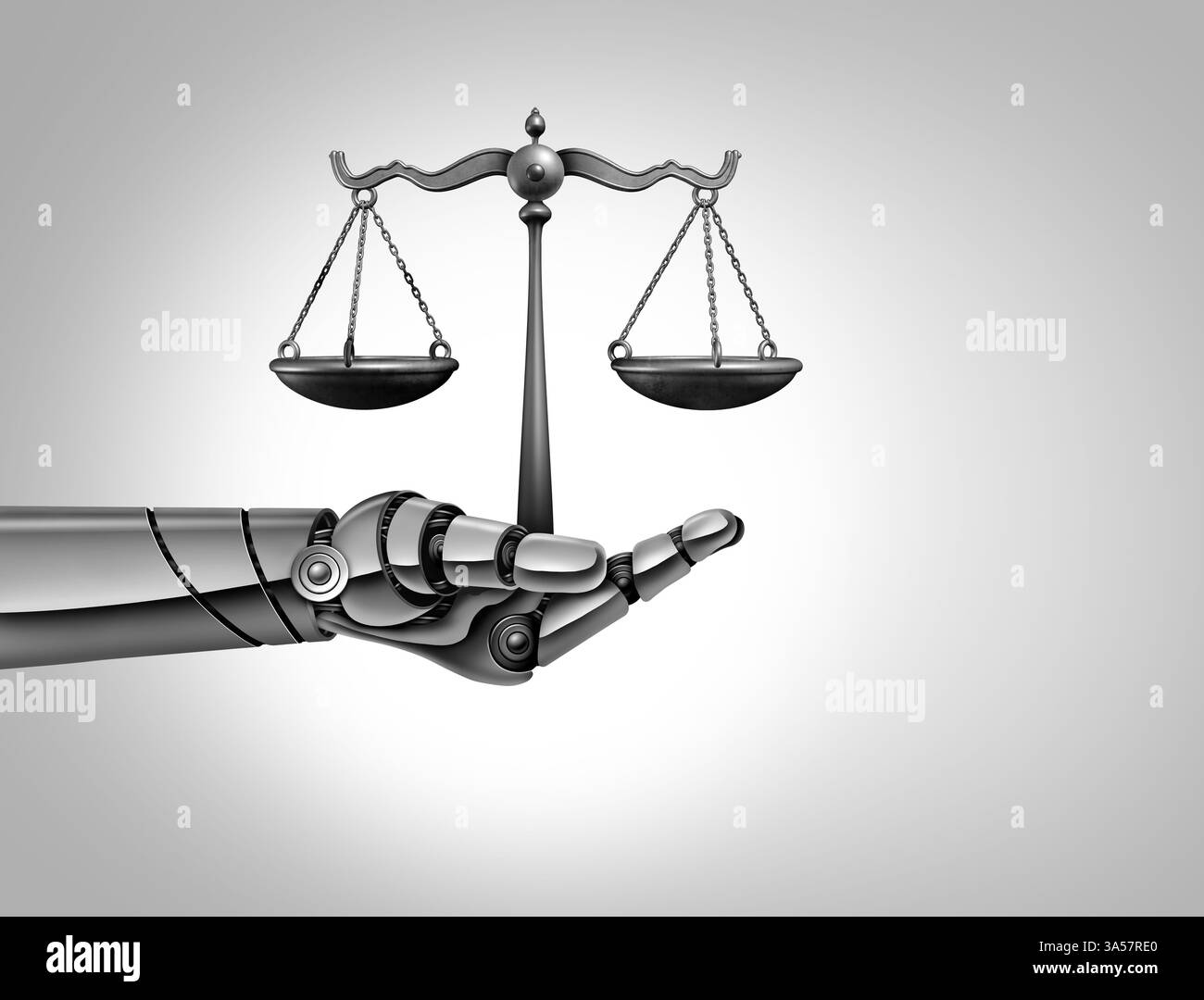 KI-Juristenkonzept und Recht auf künstliche Intelligenz und Rechtssystem als ethische Fragen im Zusammenhang mit fortgeschrittenem maschinellem Lernen und Technologieethik Stockfoto