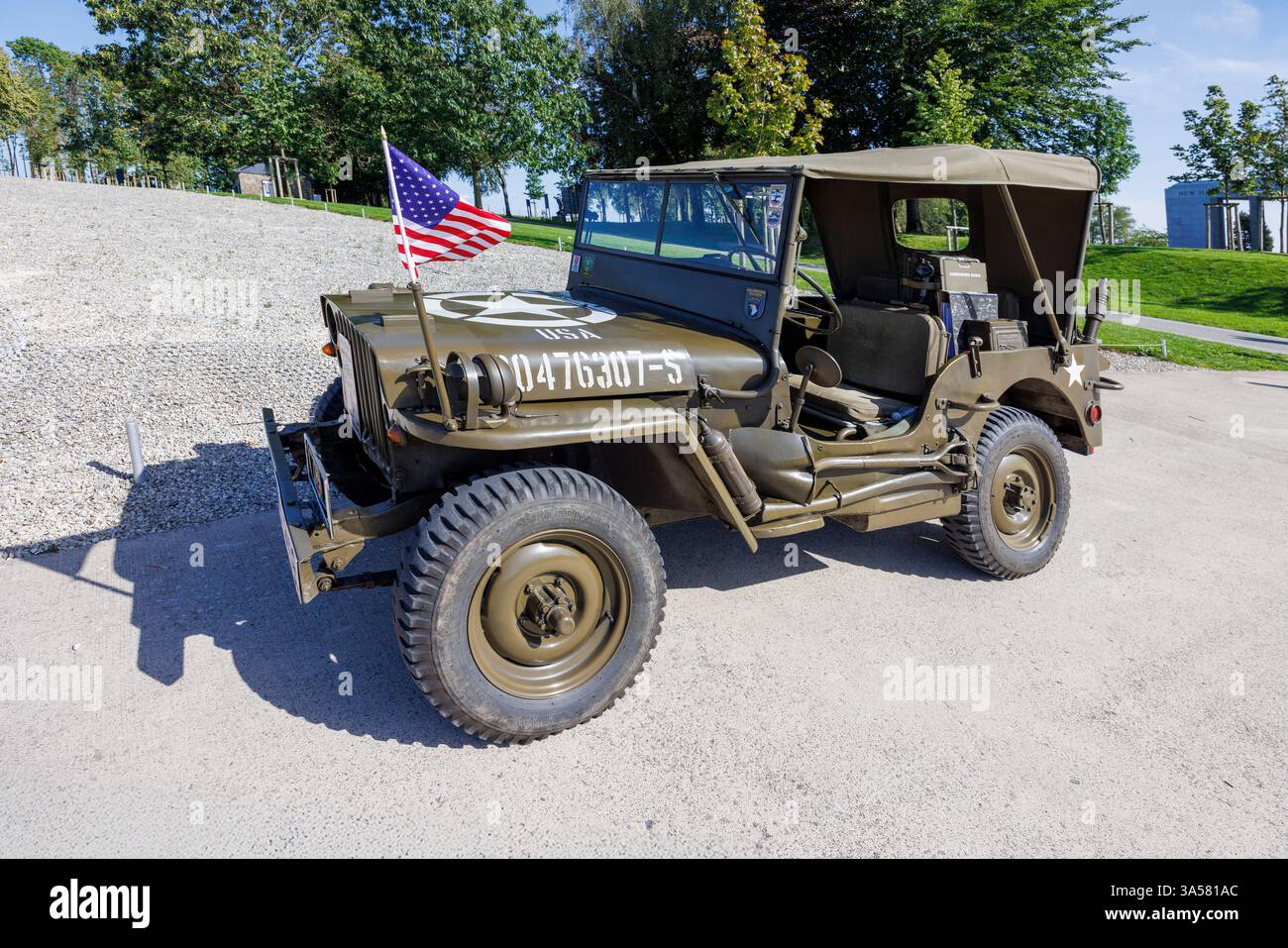 Amerikanischer Jeep aus dem Zweiten Weltkrieg, war Museum, Bastogne, Belgien Stockfoto