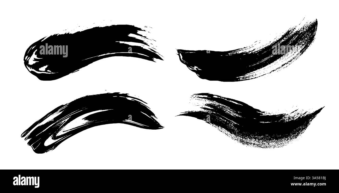 Dynamische Pinselstriche tanzen über die Leinwand und erwecken Emotionen und Bewegungen in monochromer Kunst Stock Vektor