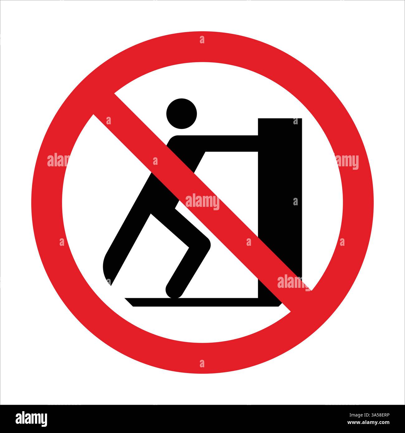 Rotes Verbotszeichen, das das Anstoßen an eine Wand oder Oberfläche verbietet und Sicherheits- und Präventionsmaßnahmen angibt Stock Vektor