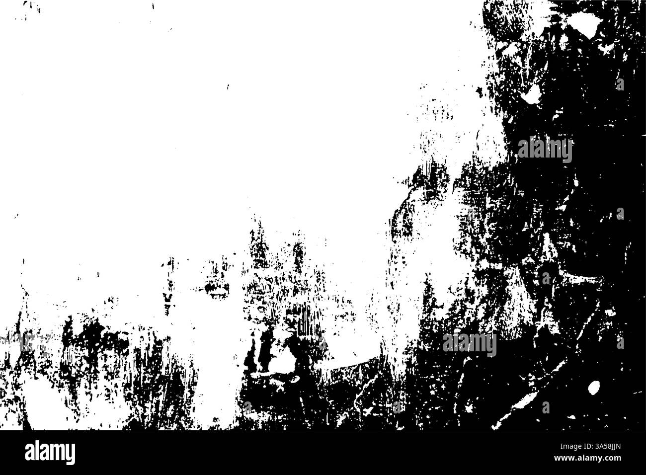 Grungy Vintage-Hintergrund mit schwarzem Vektor-Overlay. Raue, belastete Wandstruktur mit alter Farbe, Tintenspritzer. Stock Vektor
