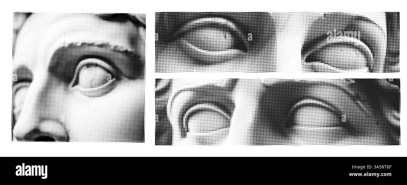 Griechenland modernes Gesichtsbanner. Gravierte Textur. Vintage-Element. Vorlagendesign. Vektorabbildung. Halbtoneffekt für Collage Stock Vektor