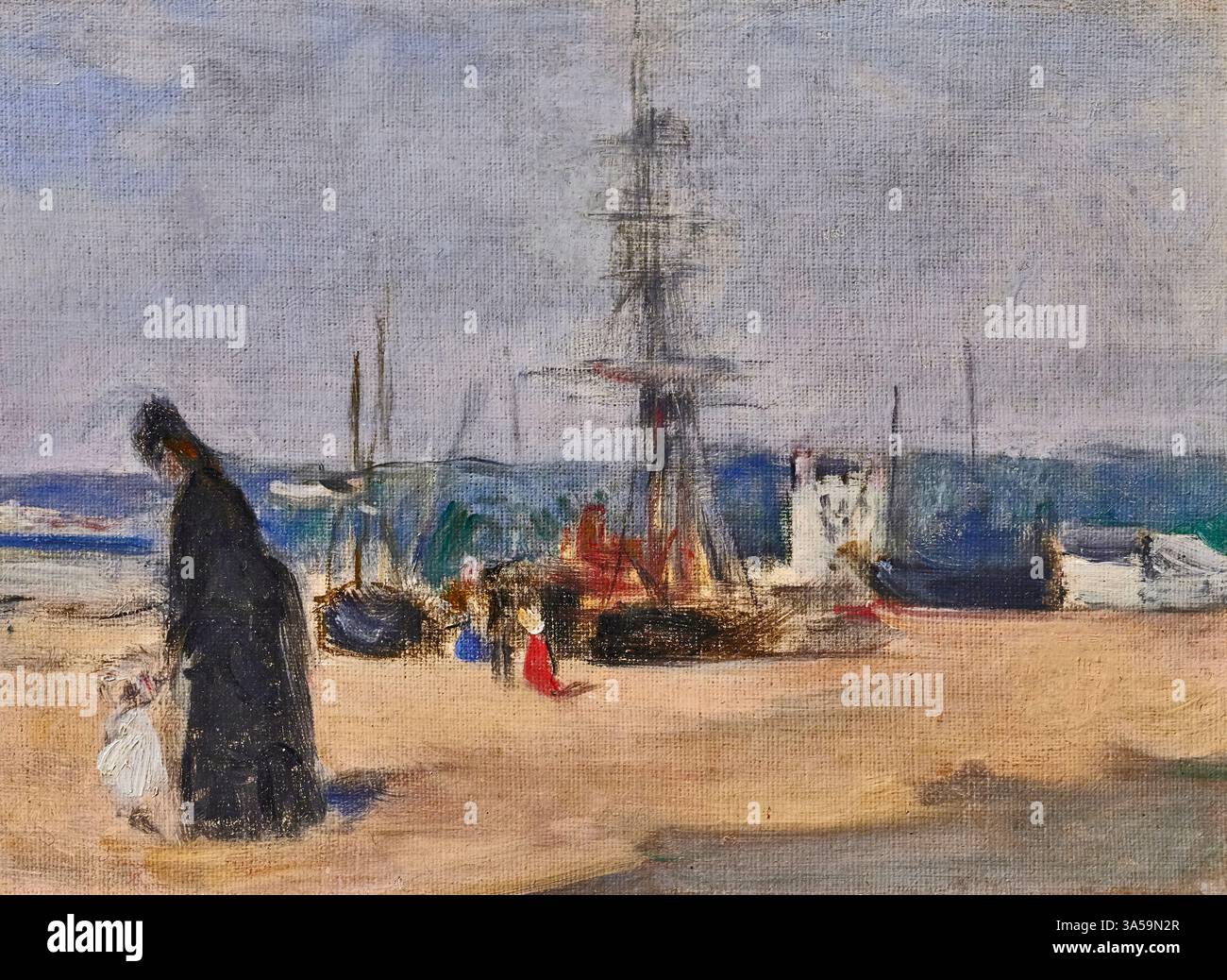La sorella della pittrice e sua figlia al porto di Cherbourg - olio su tela - Berthe Morisot - 1883 - collezione privata Stockfoto