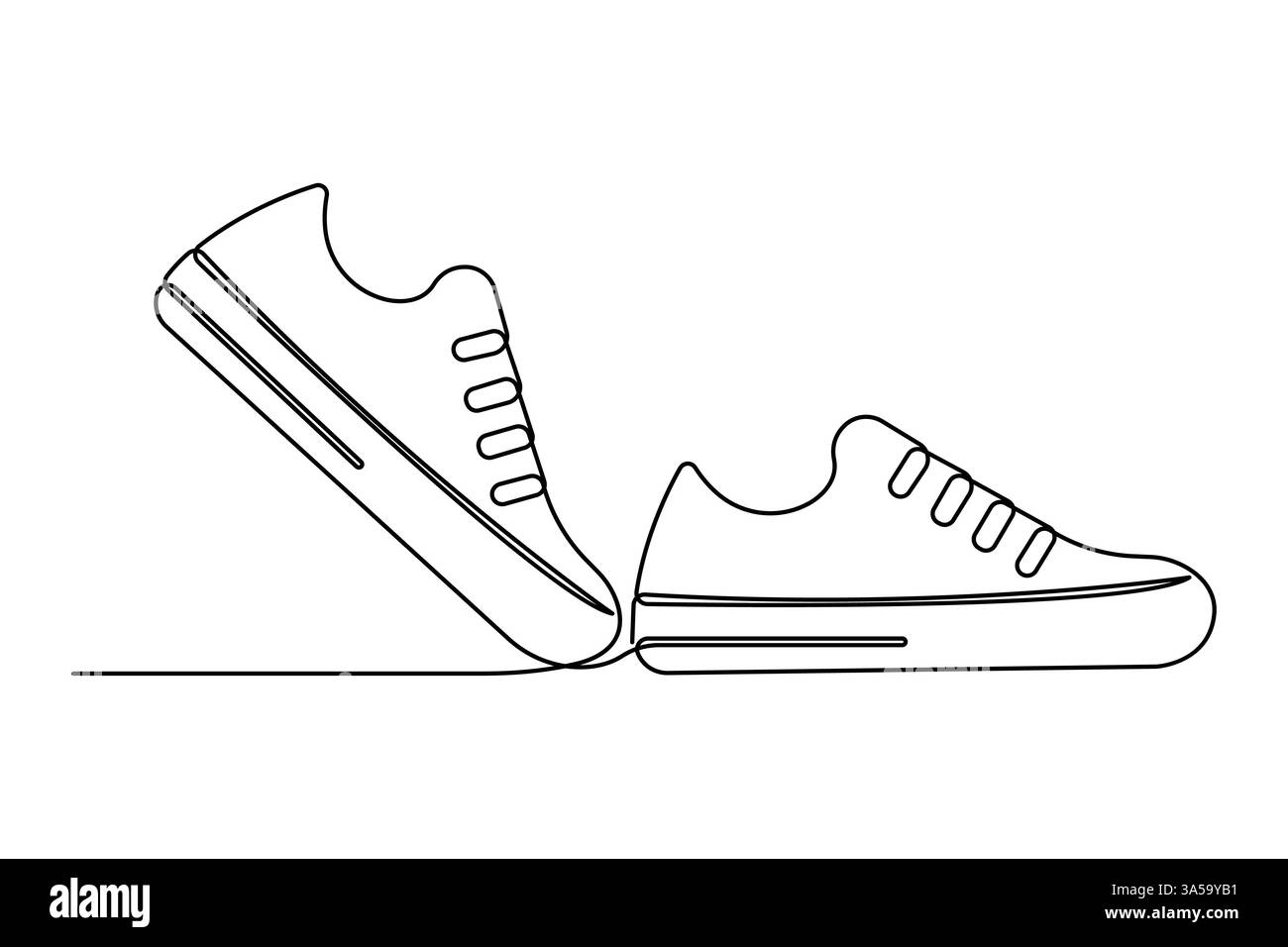 Turnschuhe Schuhe durchgehende eine Linie Kunstzeichnung der Casual Schuh Design Vektor Illustration Stock Vektor