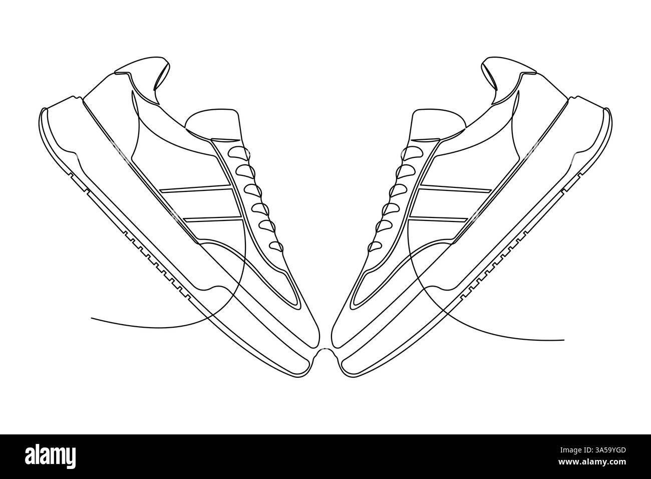 Turnschuhe Schuhe durchgehende eine Linie Kunstzeichnung der Casual Schuh Design Vektor Illustration Stock Vektor