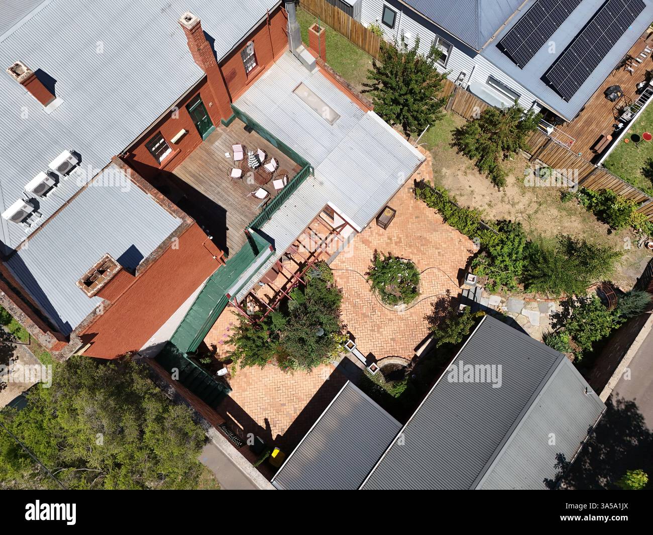 Luftaufnahme des Stadtzentrums von Castlemaine, Victoria Australien Stockfoto