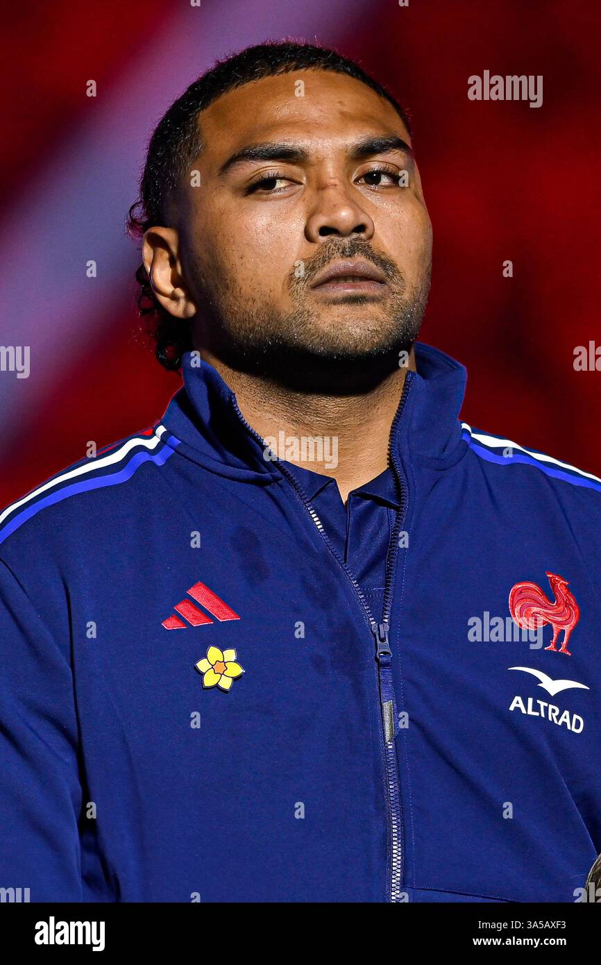 Peato Mauvaka während des 6 oder Six Nations Championship Rugby Matches XV de France gegen Schottland am 15. März 2025 im Stade de France in Paris, Frankreich. Stockfoto