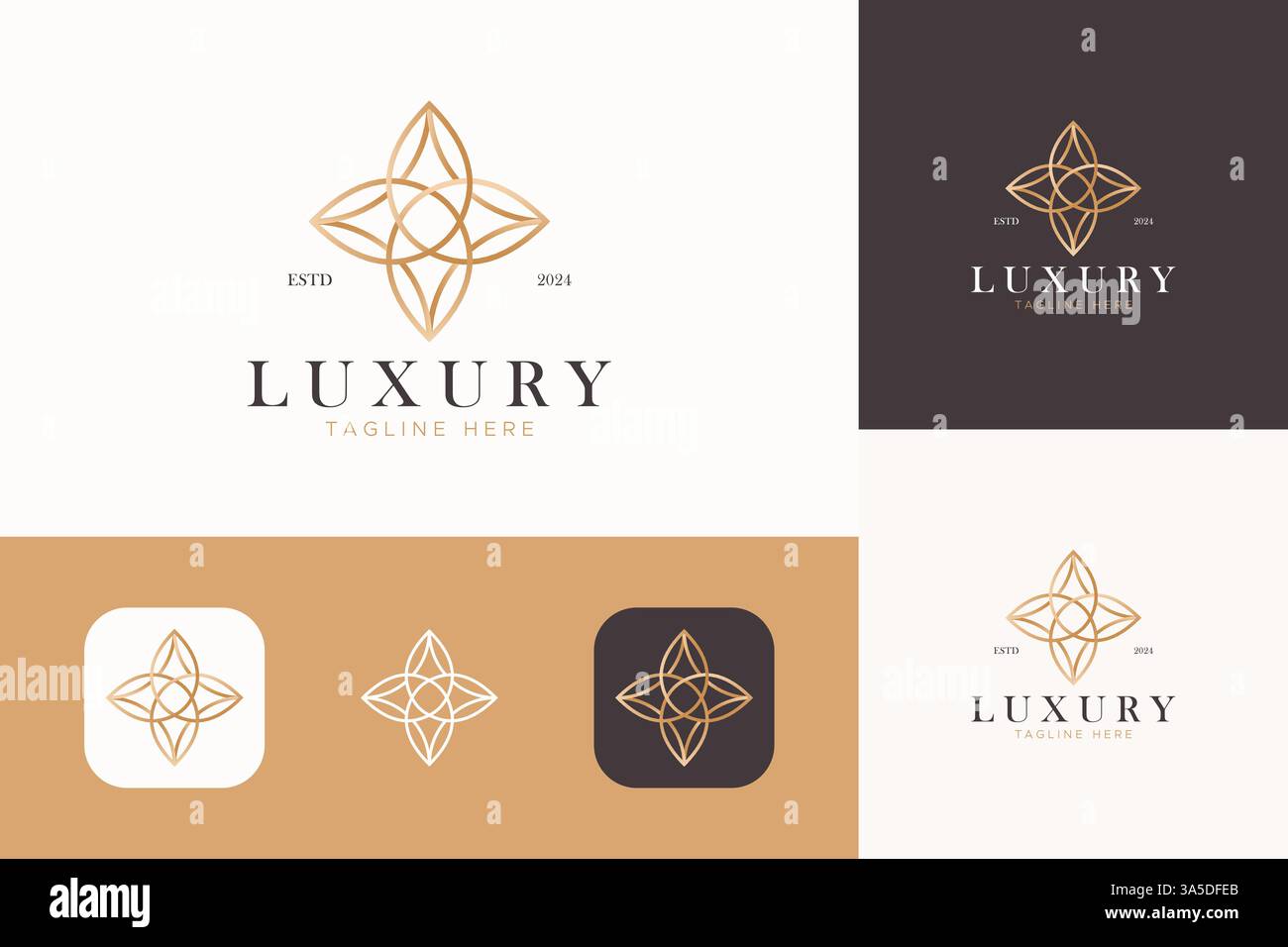 Luxuriöse Logo-Vorlage Markenidentität Beauty Fashion Ornament Konzept Stock Vektor