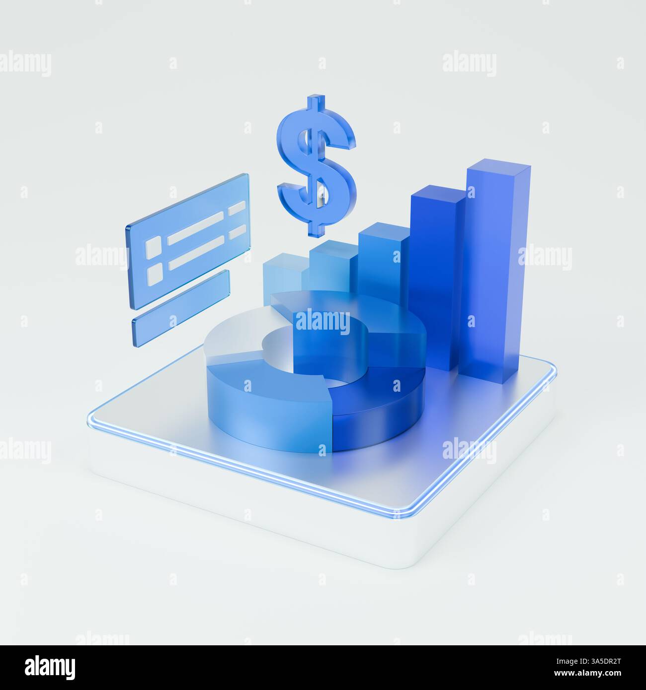 Ein 3D-gerendertes Business Analytics-Diagramm. Stockfoto