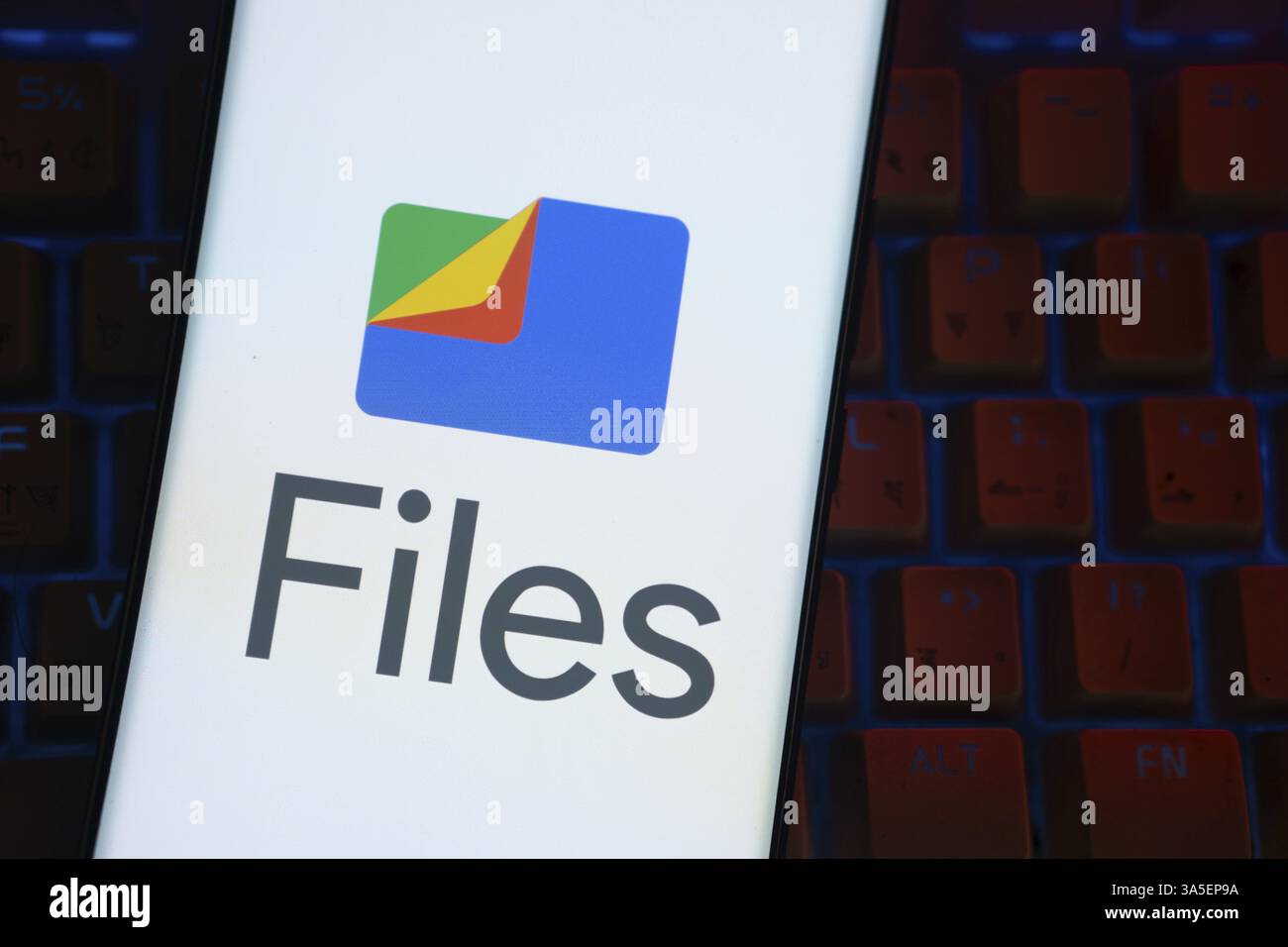 Das Logo der Dateien von google wird auf einem Smartphone-Bildschirm angezeigt Stockfoto