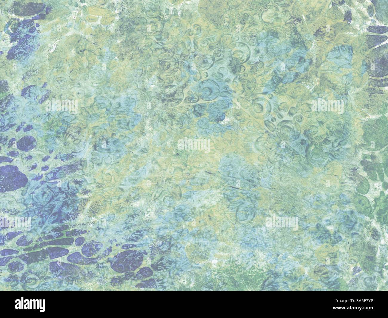 Gemalter abstrakter Hintergrund in grünen und blauen Pastellfarben Stockfoto