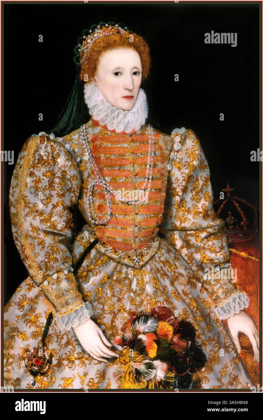 Königin Elisabeth I. malte Portrait das Darnley Portrait von Elisabeth I. von England. Es wurde nach einem früheren Besitzer benannt. Wahrscheinlich aus dem Leben gemalt, ist dieses Porträt die Quelle „die Maske der Jugend“, die für autorisierte Porträts von Elisabeth I. von England um 1575 Öl auf Tafel verwendet werden sollte Stockfoto