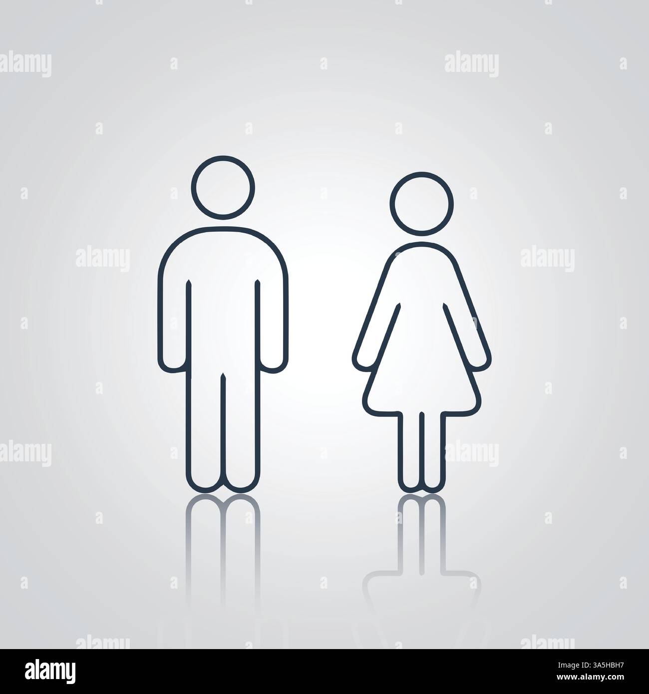 Piktogramme von einem Jungen und einem Mädchen, Toilettentüren Schilder, Ikonen, in Umrisskunst Stock Vektor