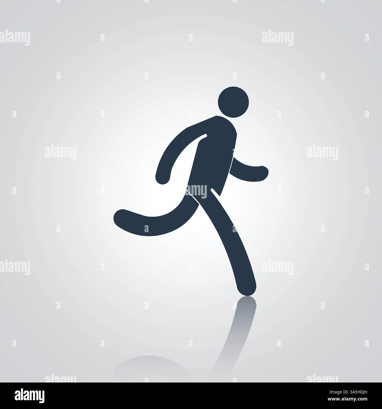 Symbol für Walking Person, Symbol für laufendes schnelles Laufen, Zeichen für Trainingsmann, mit silbernem Hintergrund Stock Vektor