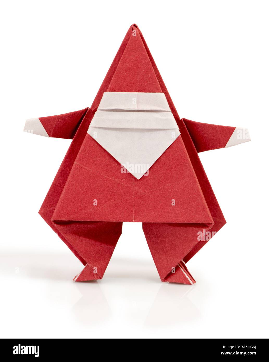 Santa Claus Papier gemacht. Origami Weihnachtsmann weiß isoliert Stockfoto