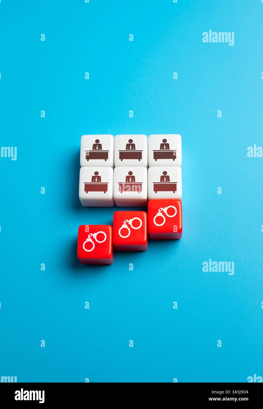 Verhaftung korrupter Beamter. Bekämpfung der Korruption. Bemühungen zur Bekämpfung von Bestechung, Machtmissbrauch und zur Förderung von Transparenz bei der Governance. Zielgruppenansprache Co Stockfoto