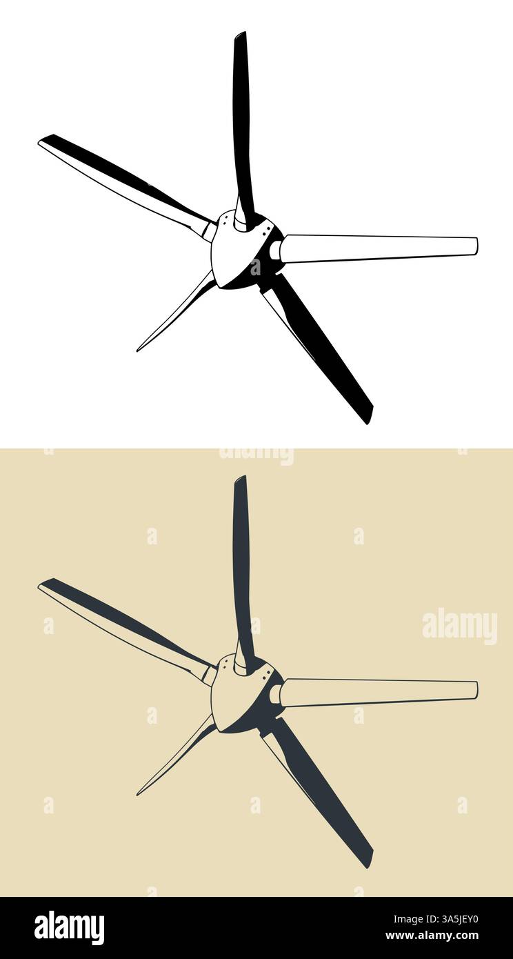 Stilisierte Abbildungen des Propellers des Turboprop-Motors Stock Vektor