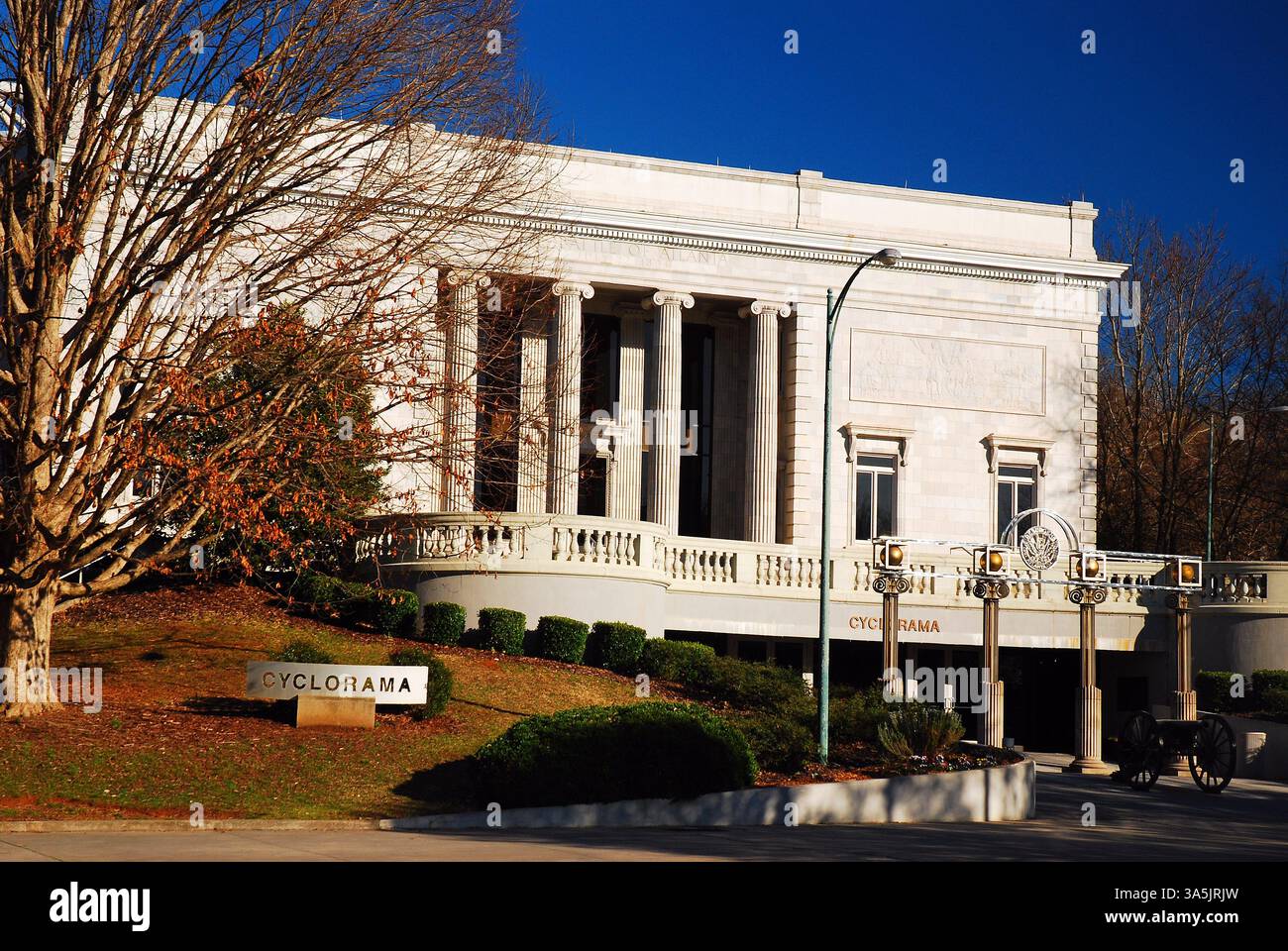 Das Atlanta Cyclorama beherbergte einst ein Panoramabild, das die amerikanische Bürgerkriegsschlacht von Atlanta darstellt. Das Gemälde wurde an einen neuen Ort verschoben. Stockfoto