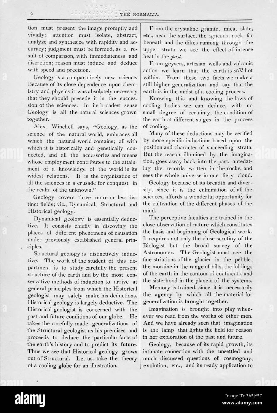 Die Juni-Ausgabe 1892 von *The Normalia* von der St. Cloud State University enthält Artikel zu verschiedenen Themen der öffentlichen Bildung, mit besonderem Fokus auf die kulturelle Bedeutung der Geologie. Sie enthält auch Beiträge von Studierenden und Dozenten sowie Details zu aktuellen Veranstaltungen auf dem Campus, einschließlich Beginn der Veranstaltung. Stockfoto