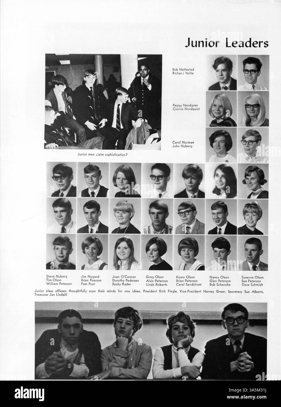 Das Jahrbuch der Minnehaha Academy Antler 1967 zeigt die akademischen und außerschulischen Höhepunkte der Schule, darunter Schüler, Dozenten, Sport und Vereine. Stockfoto