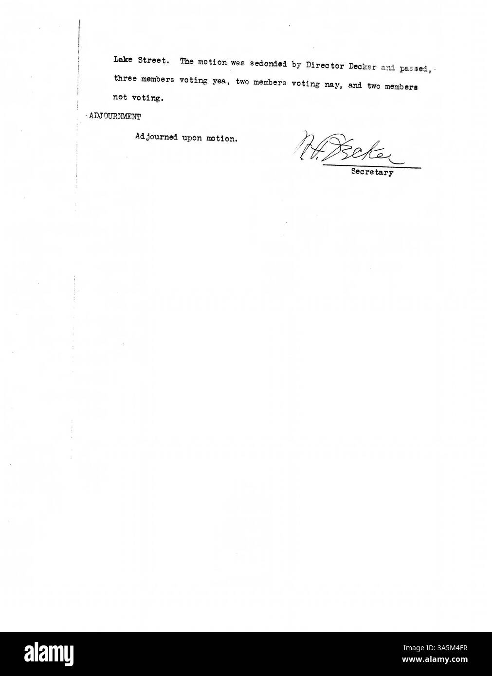 Protokoll aus dem Jahr 1926, in dem die Entscheidungen des Verwaltungsrats der Minneapolis Public Library in Bezug auf Bibliotheksdienste, Governance und Betrieb dokumentiert werden. Stockfoto