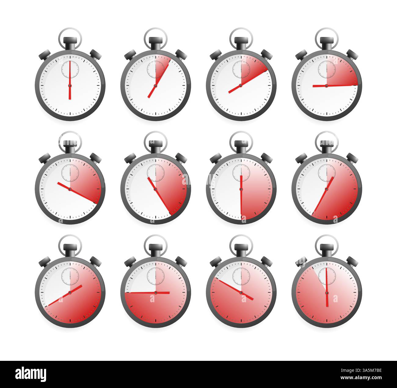 Kollektion mit Chronometer-Timer-Kollektion für Web-Design. Vektorabbildung. Stock Vektor