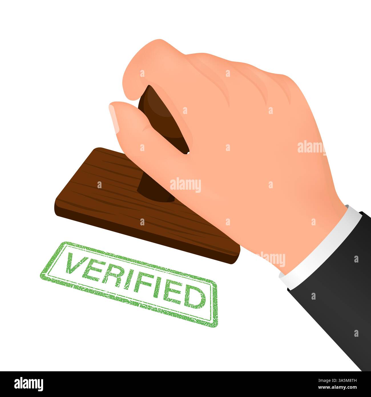 Symbol mit grünem Prüfstempel auf weißem Hintergrund. Symbol für Geschäftsvektor. Vektordesign. Stock Vektor